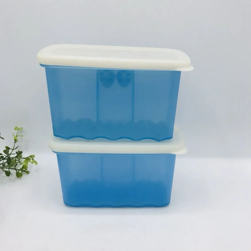 Vintage Tupperware Fridgesmart Mini Set Of 2-1 1/2c Vented Containers Blue White